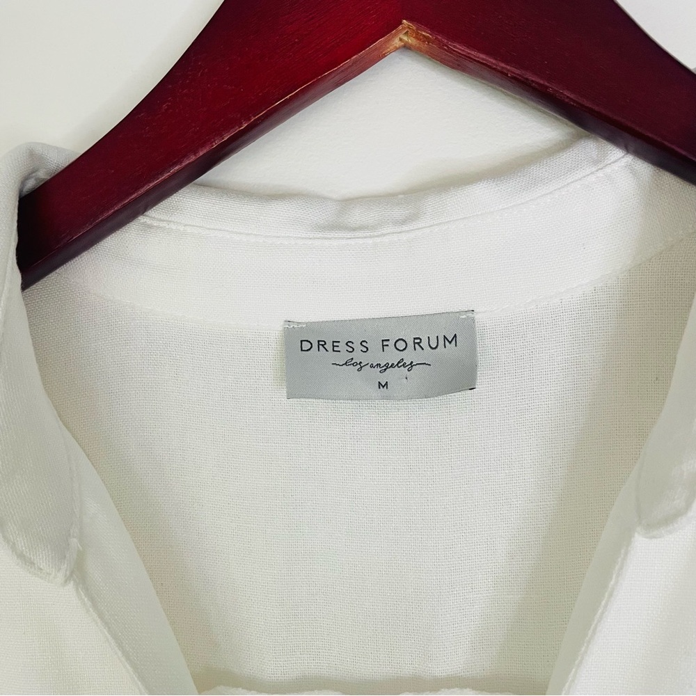 Dress Forum linen button-front midi dress belted-waist white medium - Picture 8 of 10
